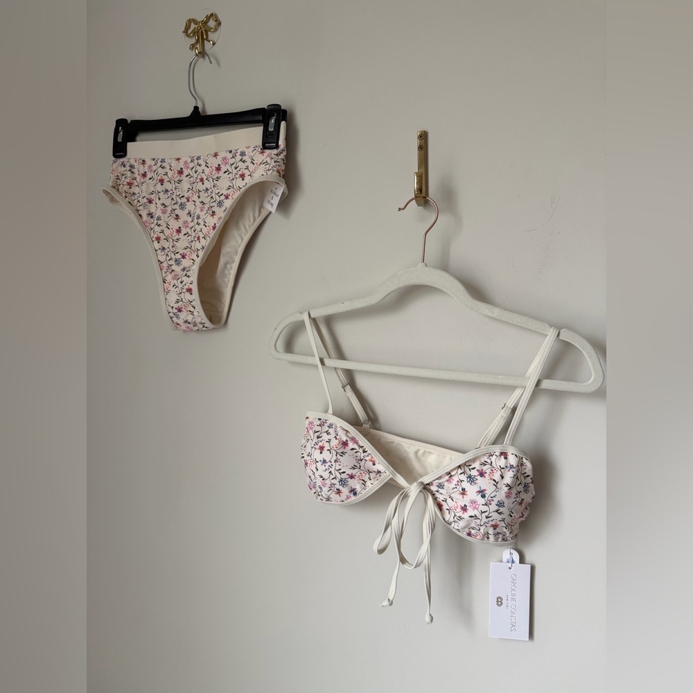 Caroline Constas cream floral bikini set